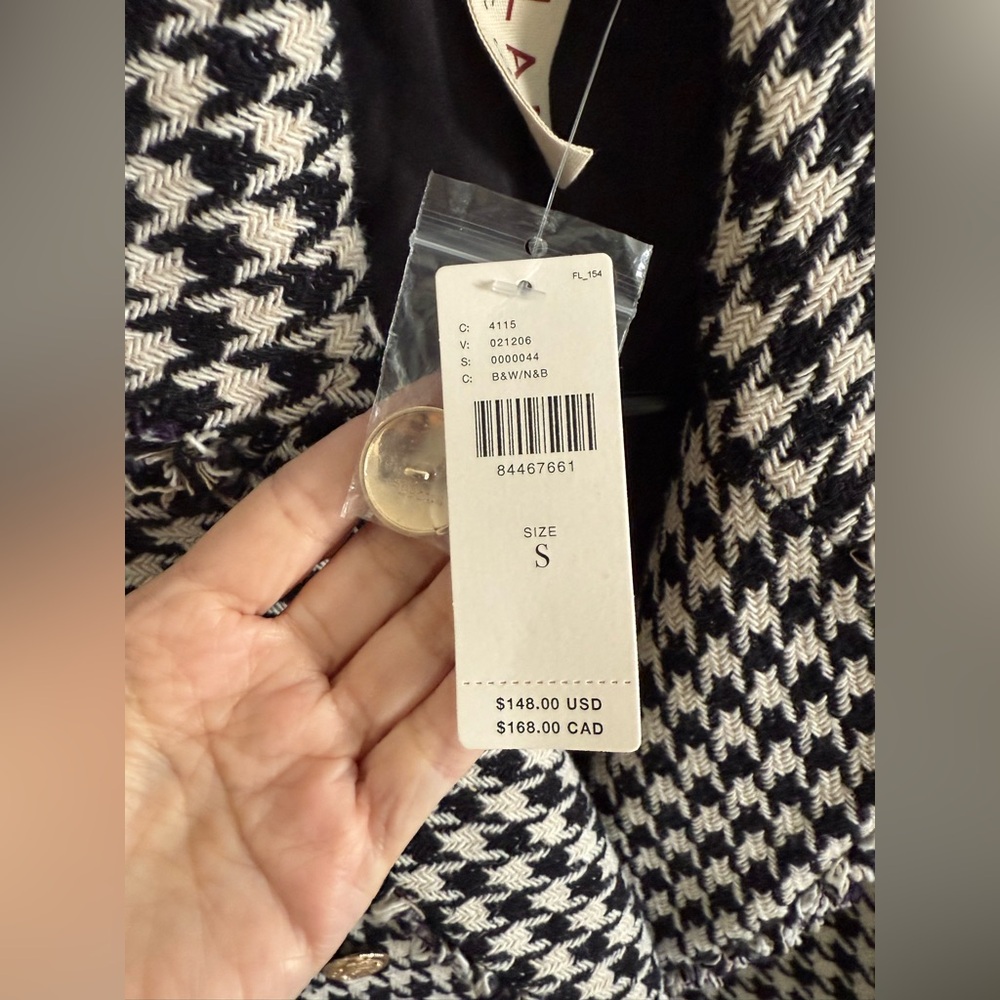 ANTHROPOLOGIE Dolan Black and White Houndstooth Blazer (NWT) - Picture 5 of 6